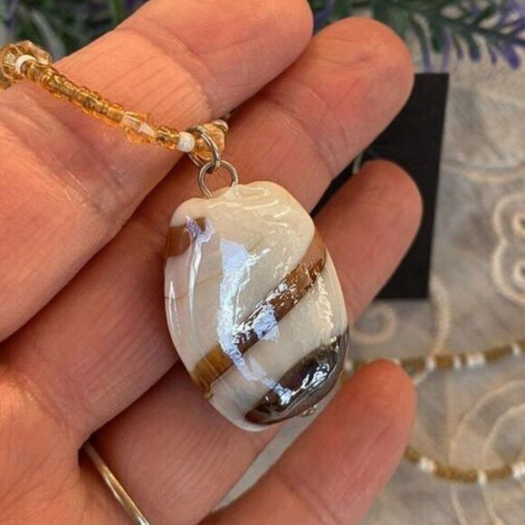 SET Vintage Art Glass, Crystal & Seed Bead Necklace & Earrings - Picture 2 of 9